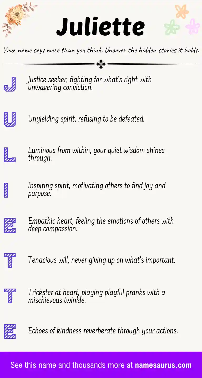 Acrostic poem about Juliette.
