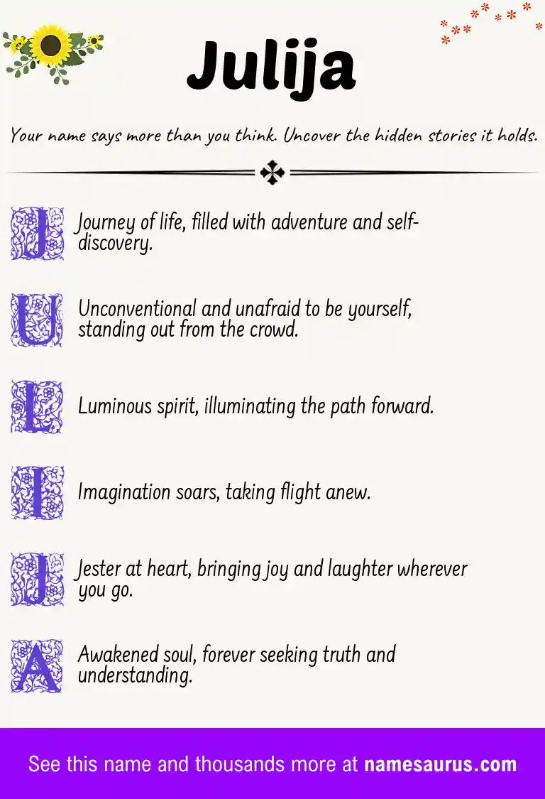 Acrostic poem about Julija.