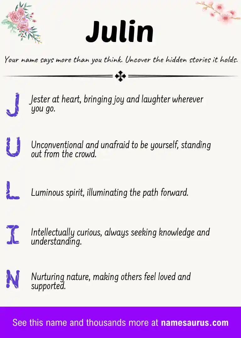 Acrostic poem about Julin.