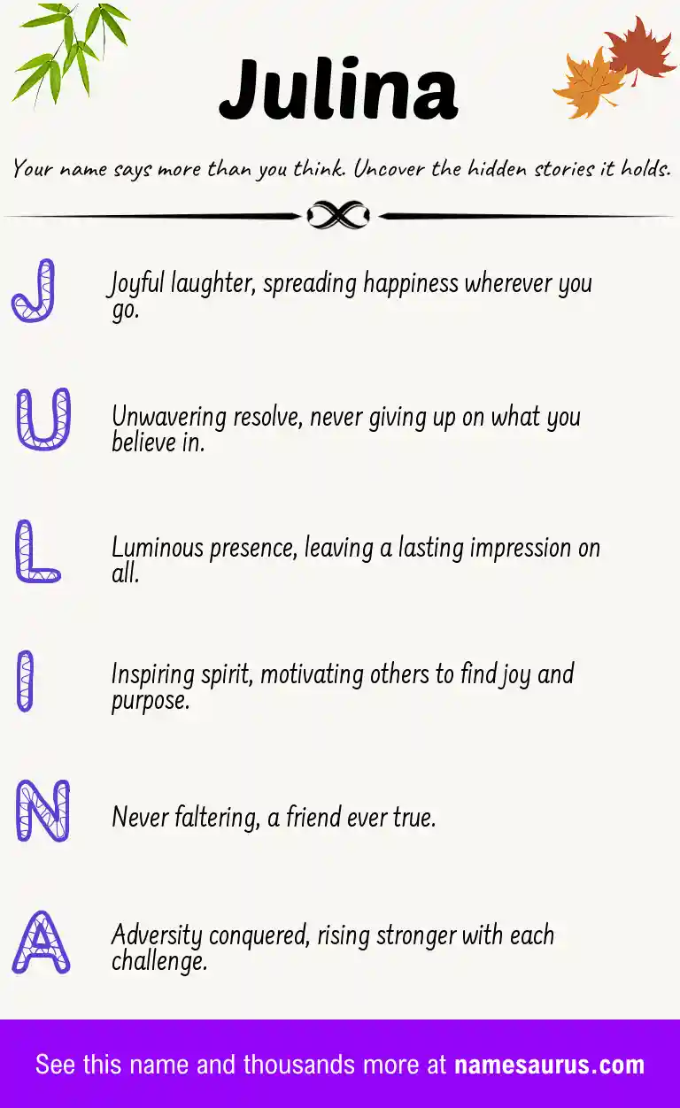 Acrostic poem about Julina.