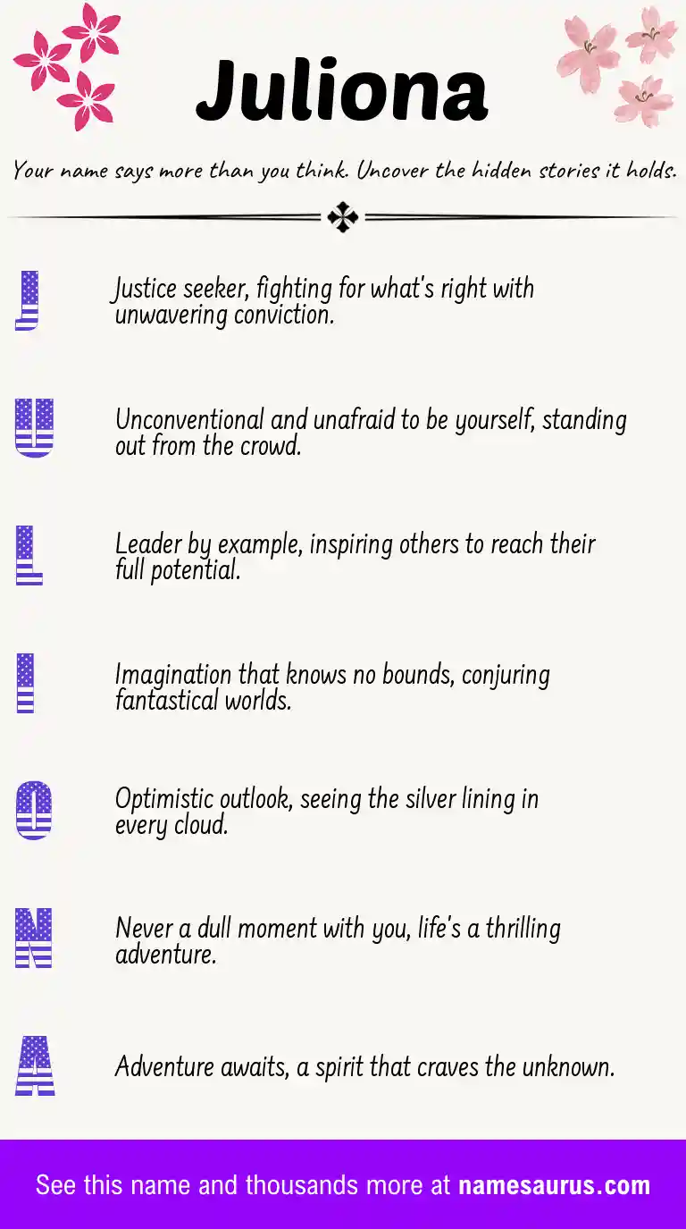 Acrostic poem about Juliona.