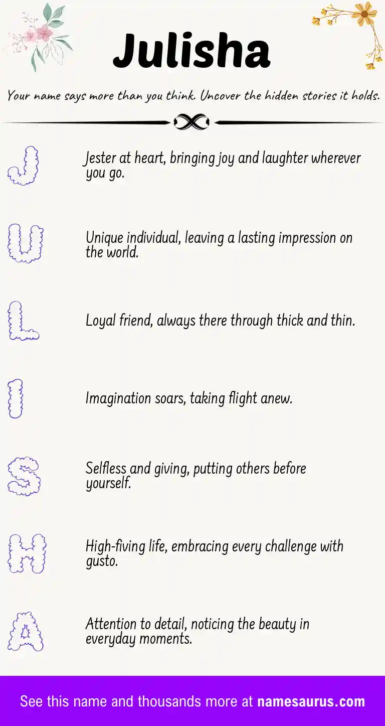 Acrostic poem about Julisha.