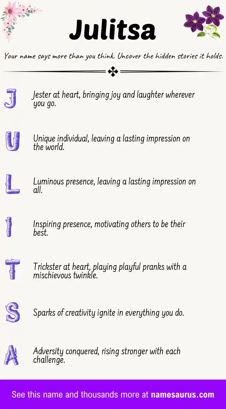 Acrostic poem about Julitsa.
