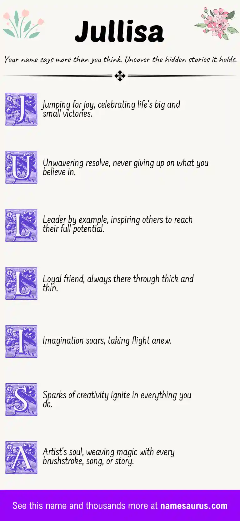 Acrostic poem about Jullisa.