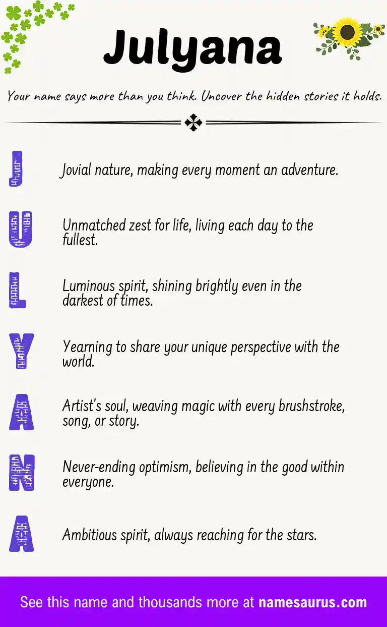 Acrostic poem about Julyana.