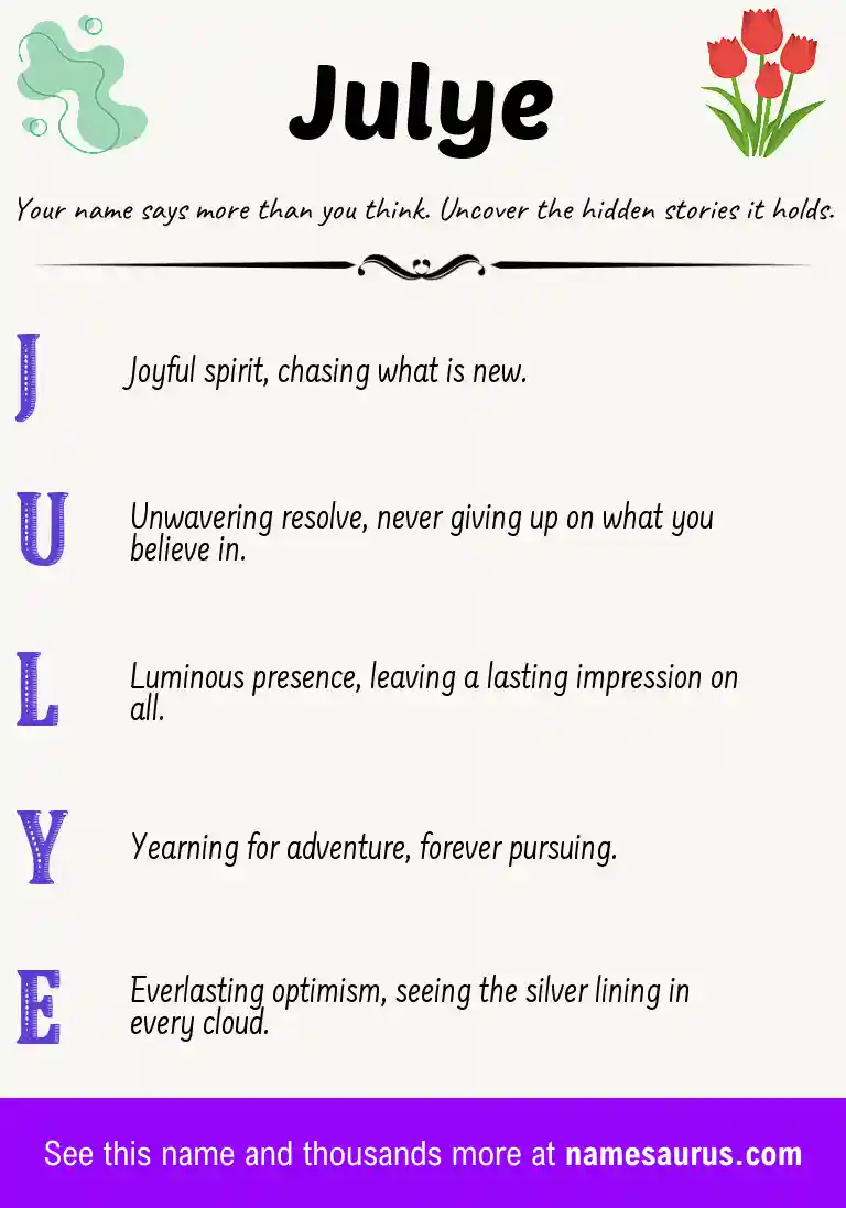 Acrostic poem about Julye.