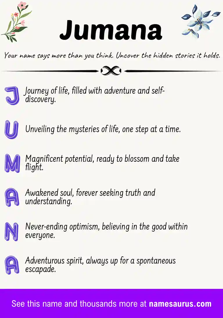Acrostic poem about Jumana.
