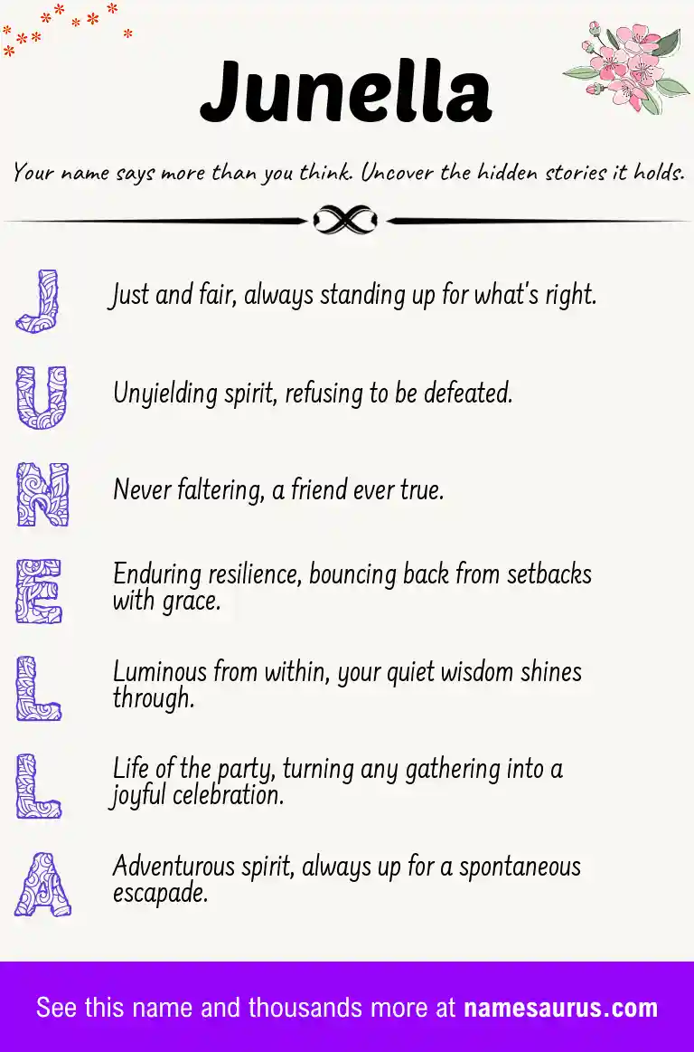Acrostic poem about Junella.