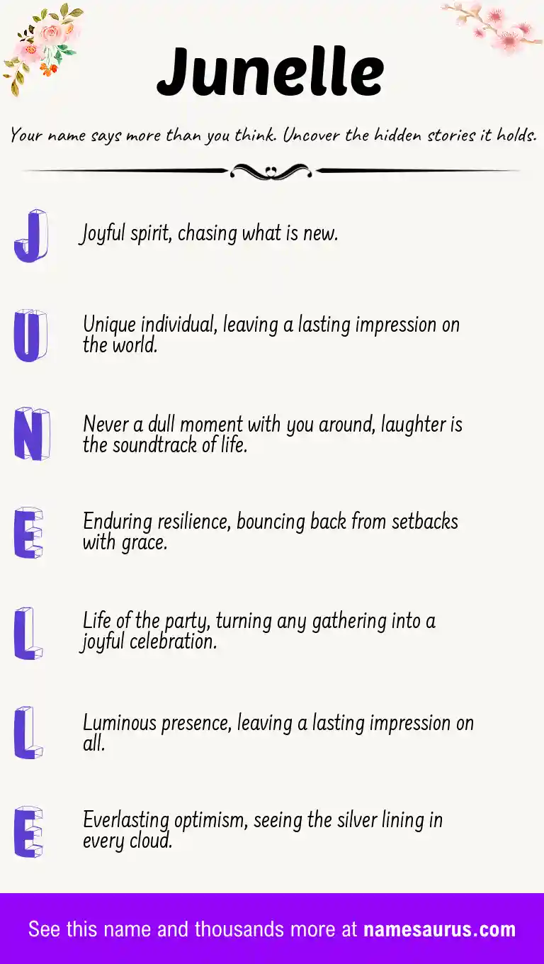 Acrostic poem about Junelle.