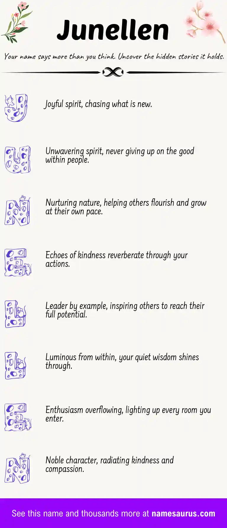 Acrostic poem about Junellen.