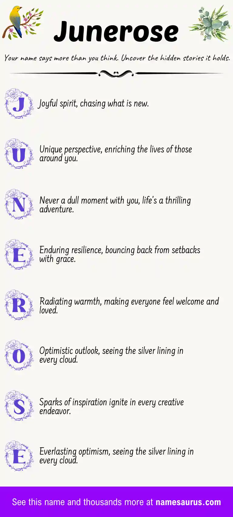 Acrostic poem about Junerose.