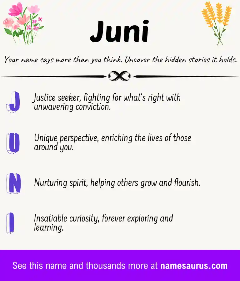 Acrostic poem about Juni.