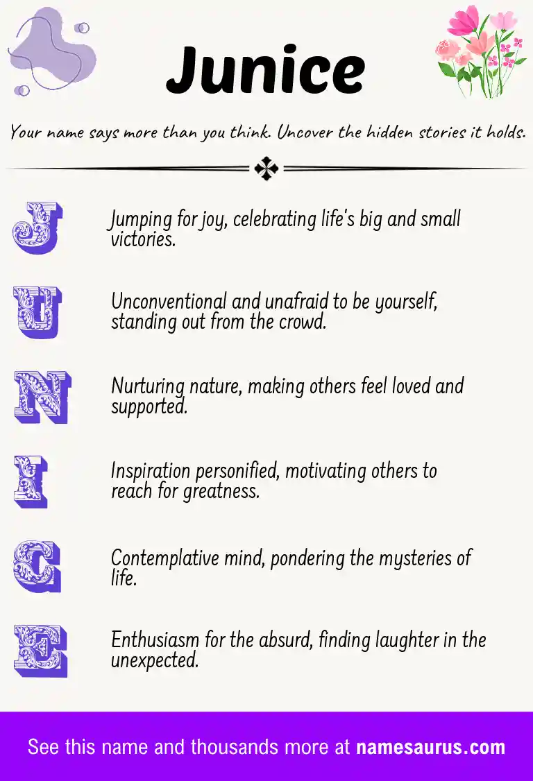Acrostic poem about Junice.