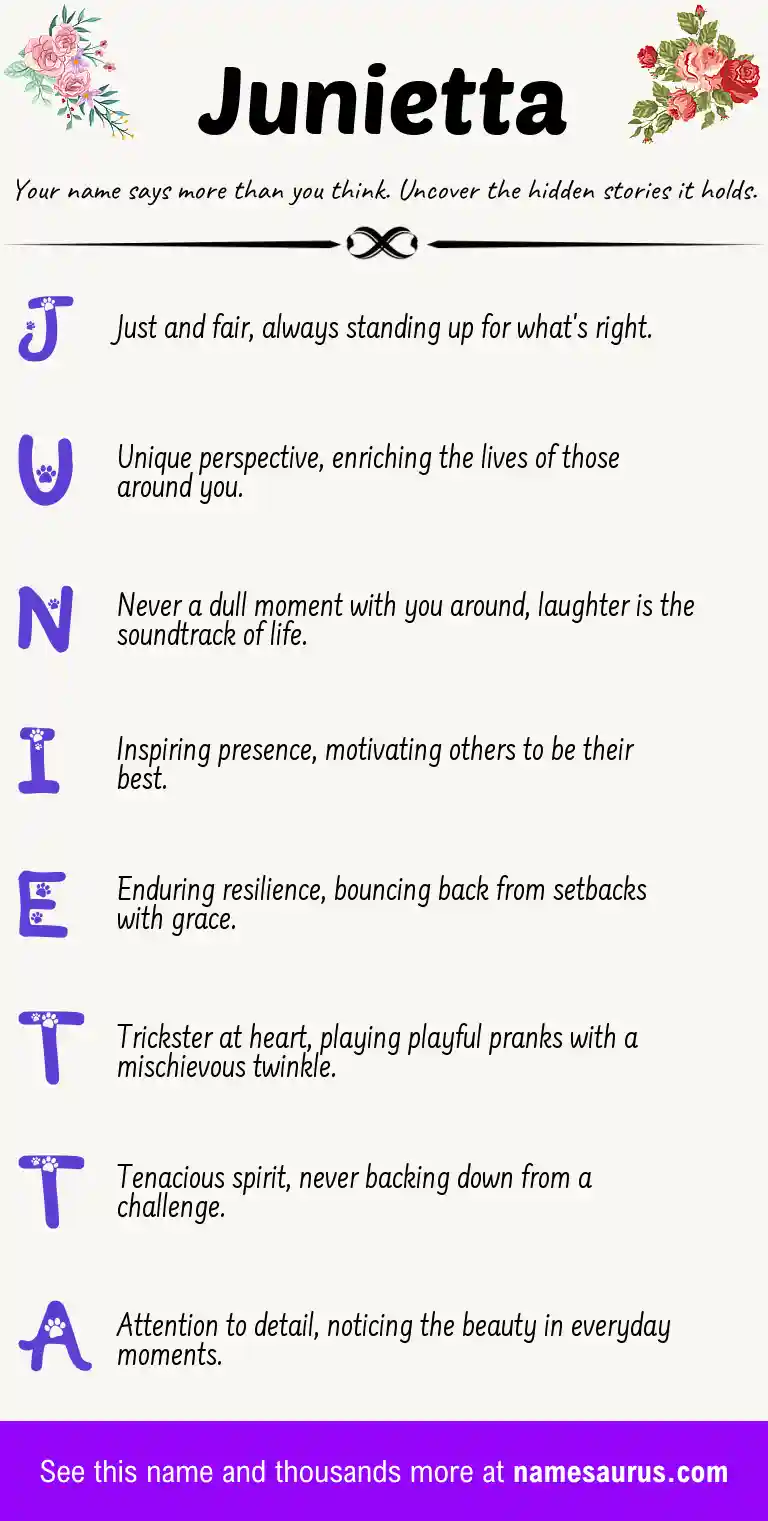 Acrostic poem about Junietta.