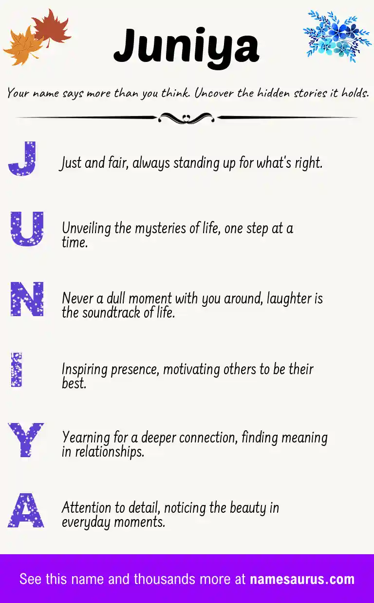 Acrostic poem about Juniya.