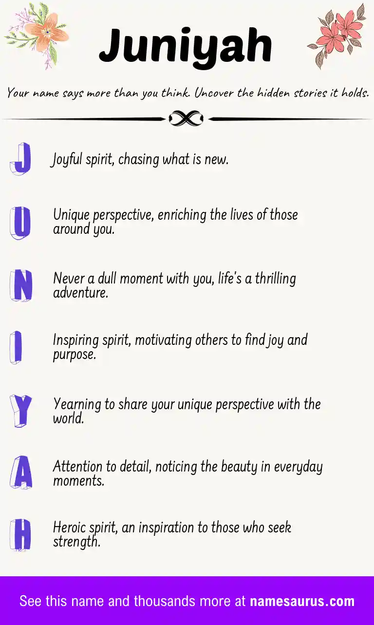 Acrostic poem about Juniyah.