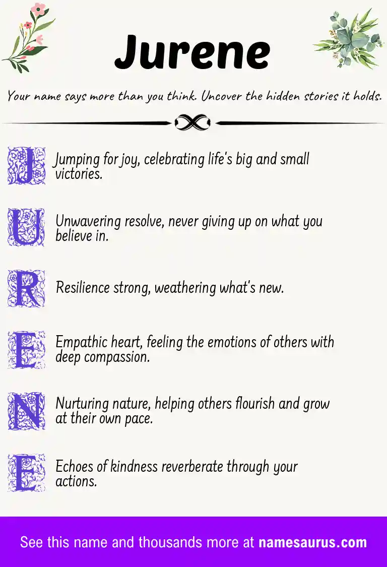 Acrostic poem about Jurene.