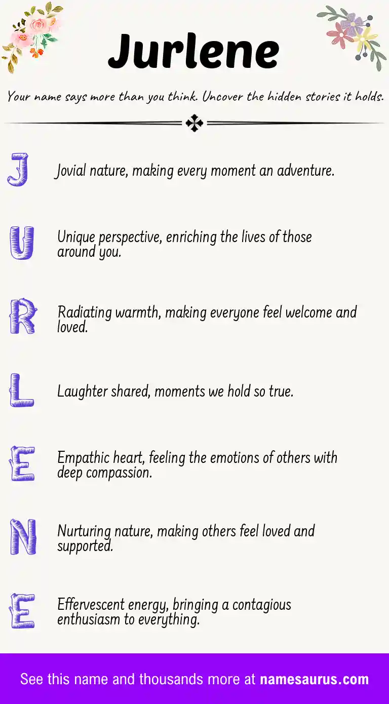 Acrostic poem about Jurlene.