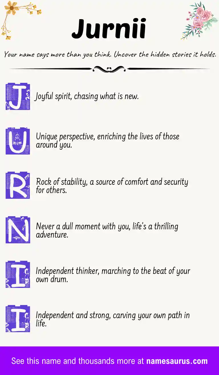 Acrostic poem about Jurnii.
