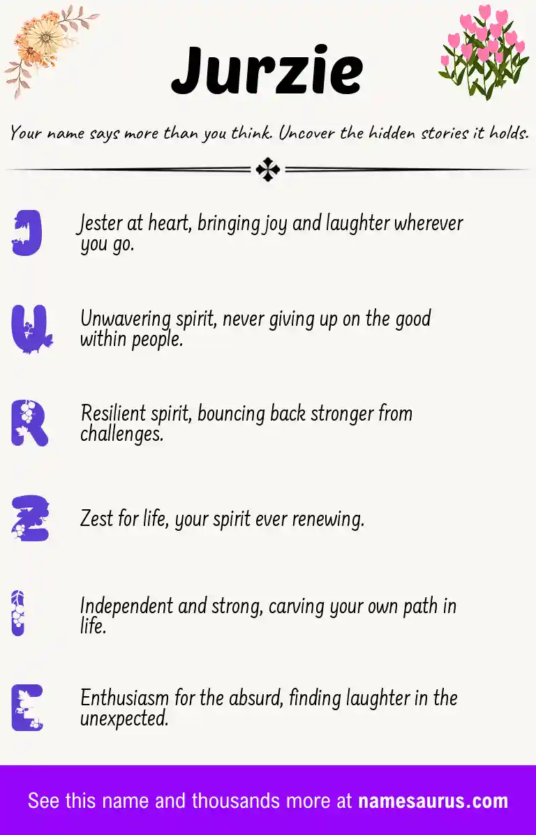 Acrostic poem about Jurzie.