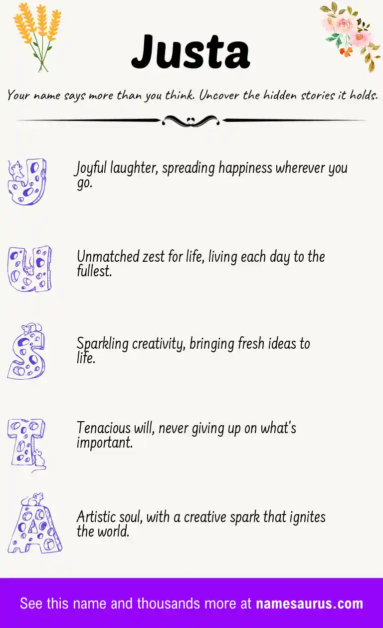 Acrostic poem about Justa.