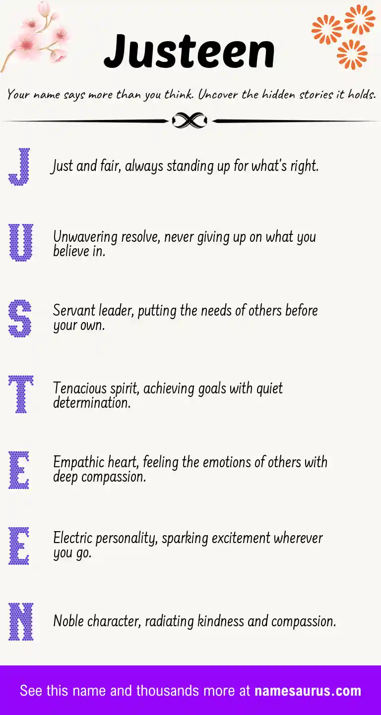 Acrostic poem about Justeen.