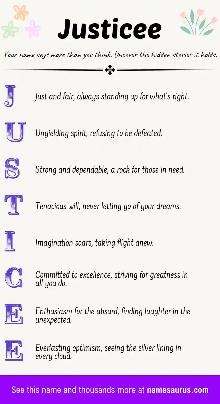 Acrostic poem about Justicee.