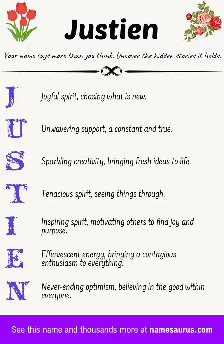 Acrostic poem about Justien.
