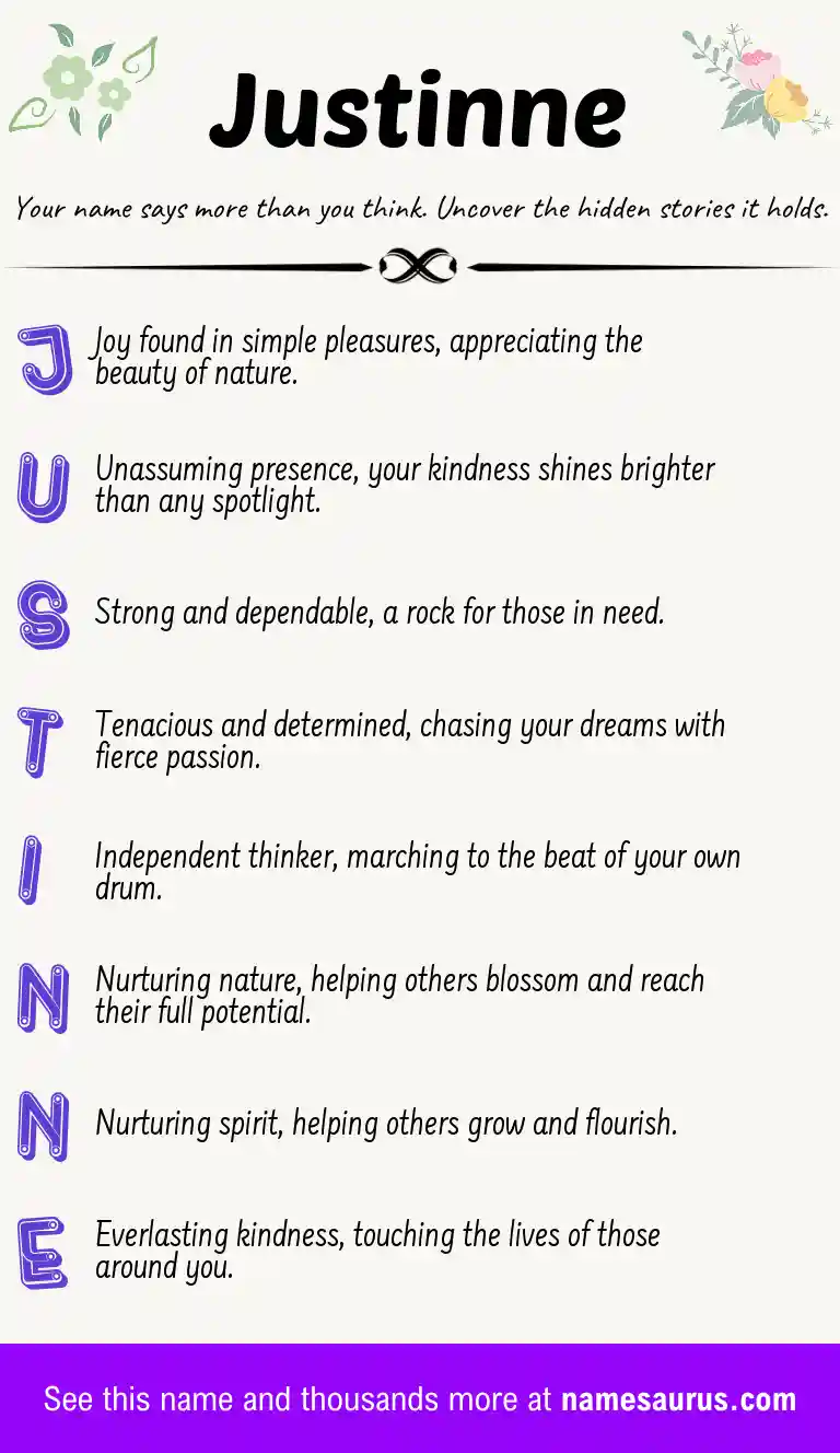 Acrostic poem about Justinne.