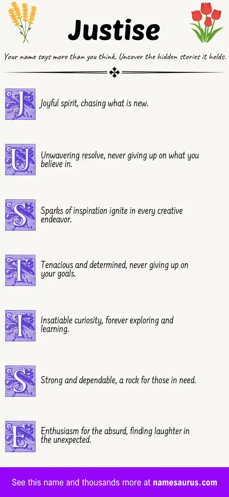 Acrostic poem about Justise.