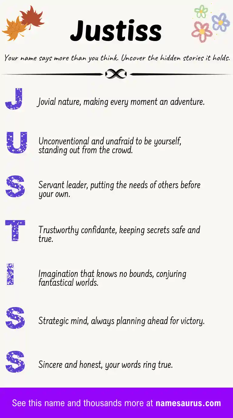 Acrostic poem about Justiss.
