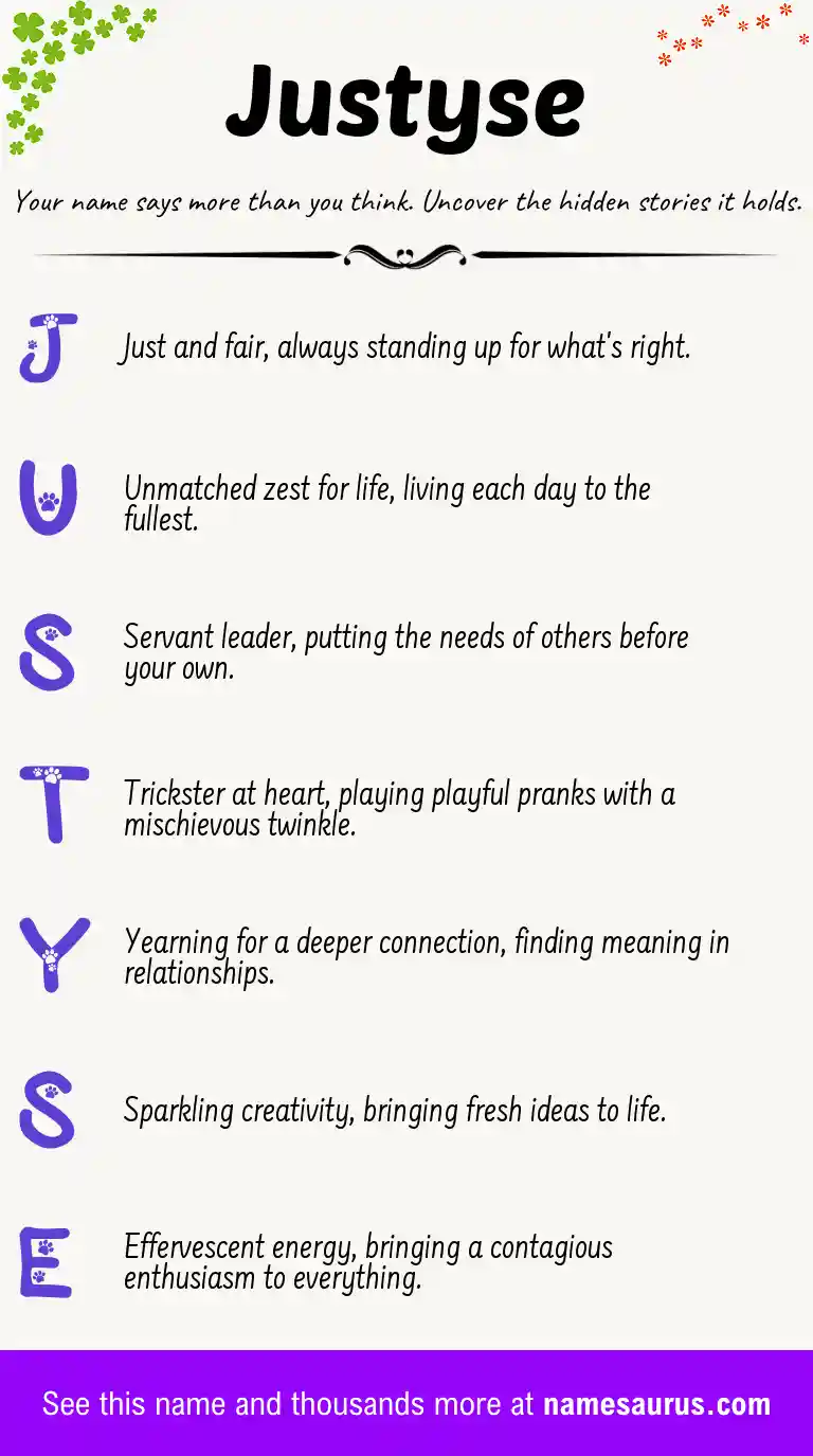 Acrostic poem about Justyse.