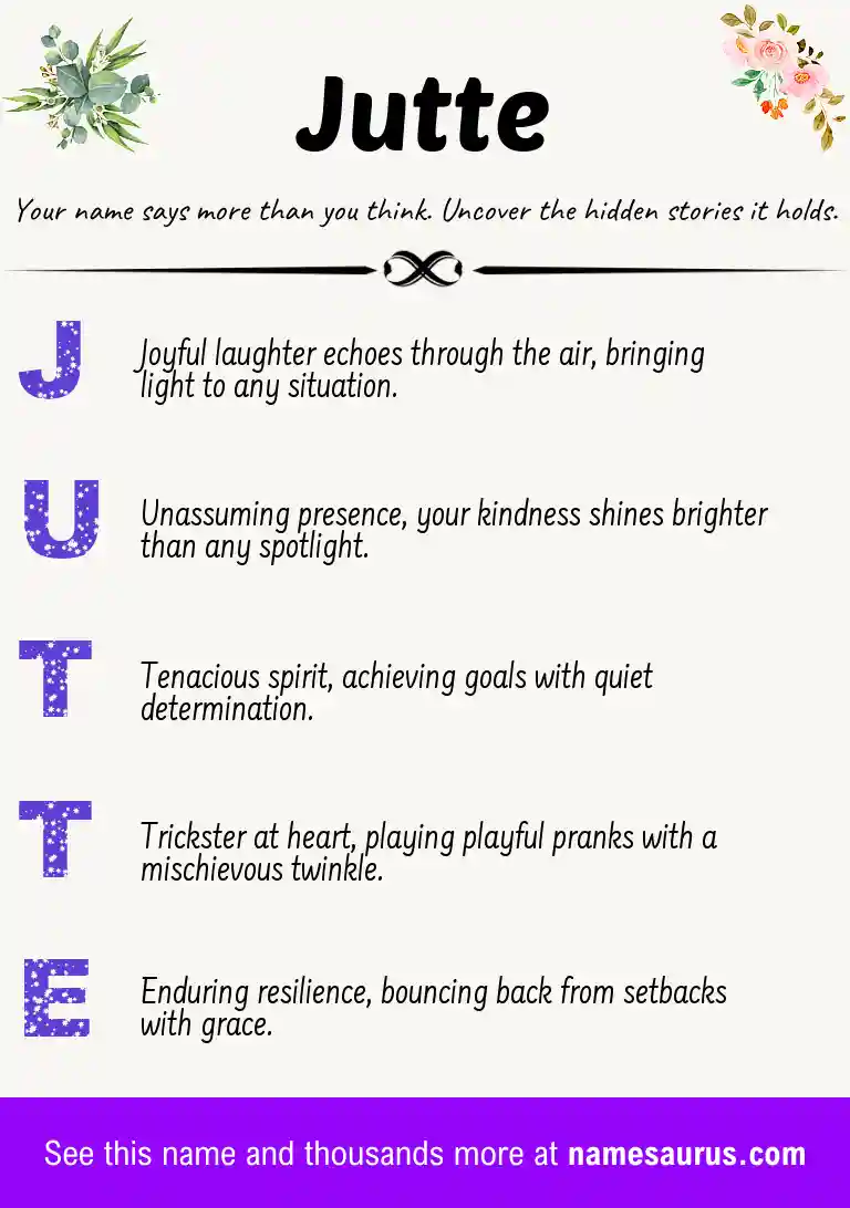 Acrostic poem about Jutte.