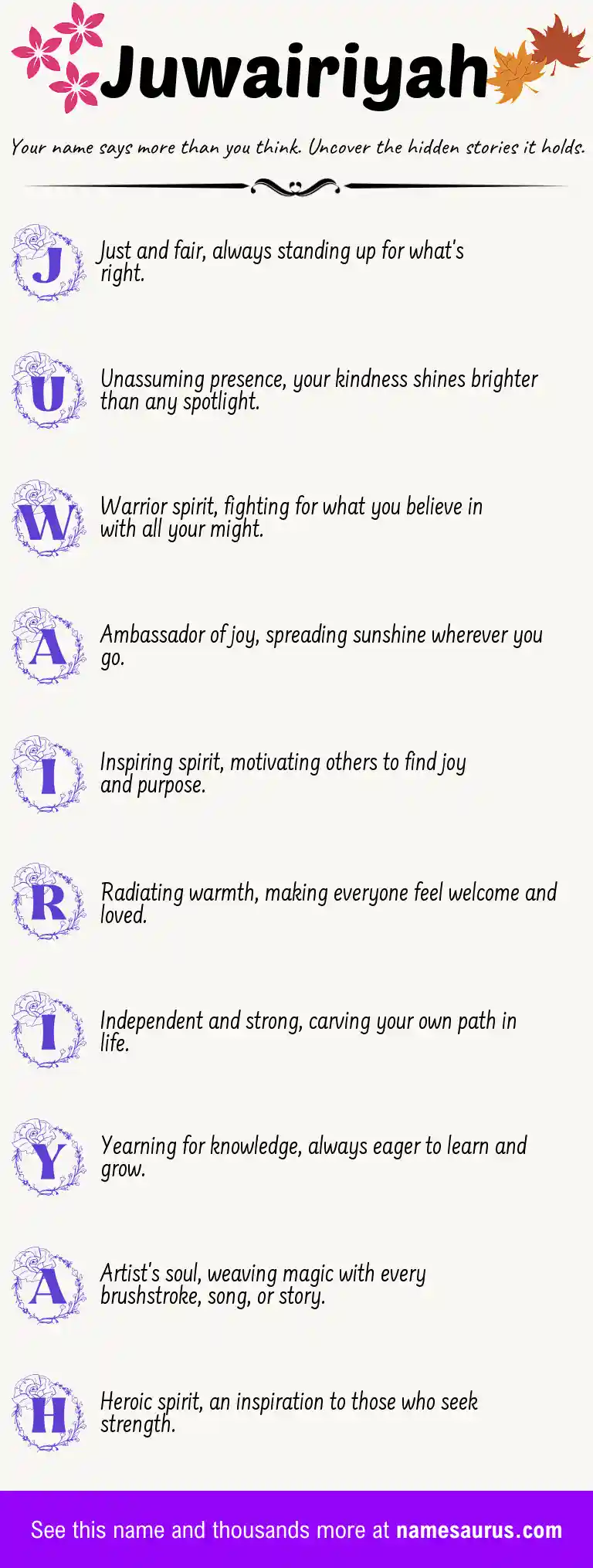 Acrostic poem about Juwairiyah.