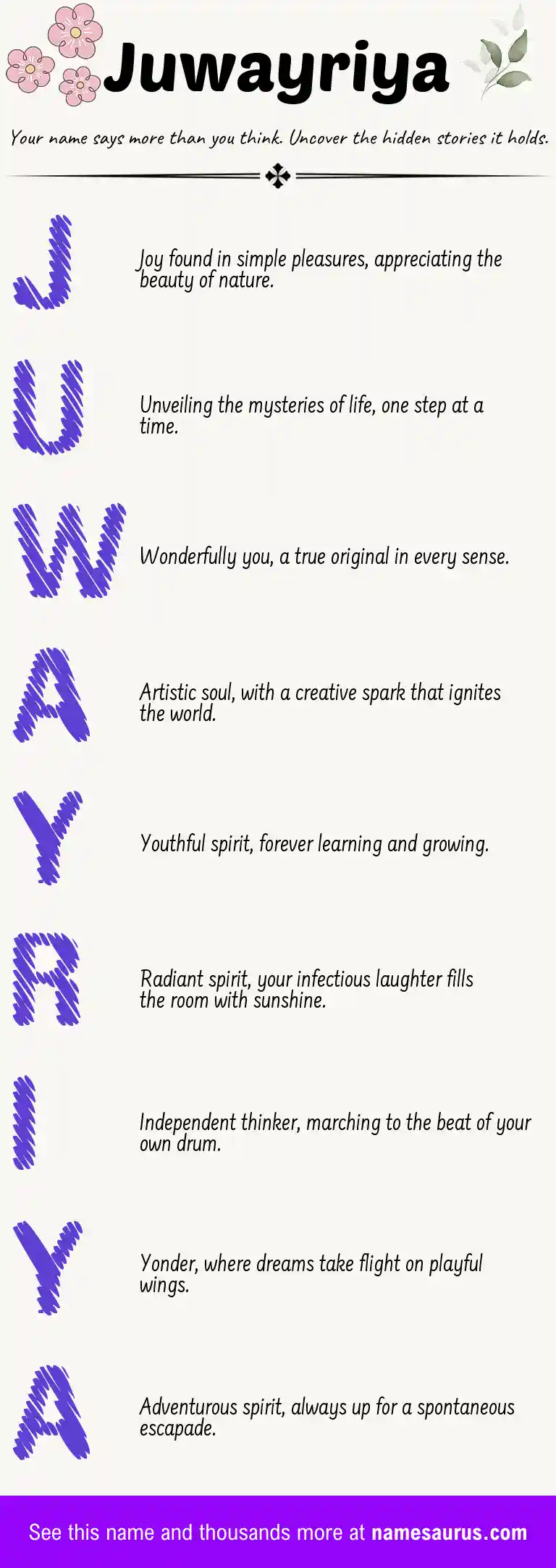Acrostic poem about Juwayriya.