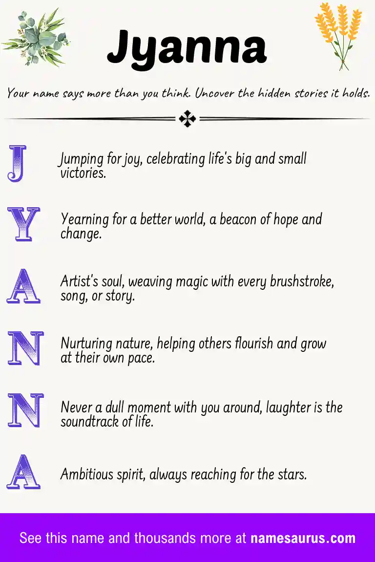 Acrostic poem about Jyanna.