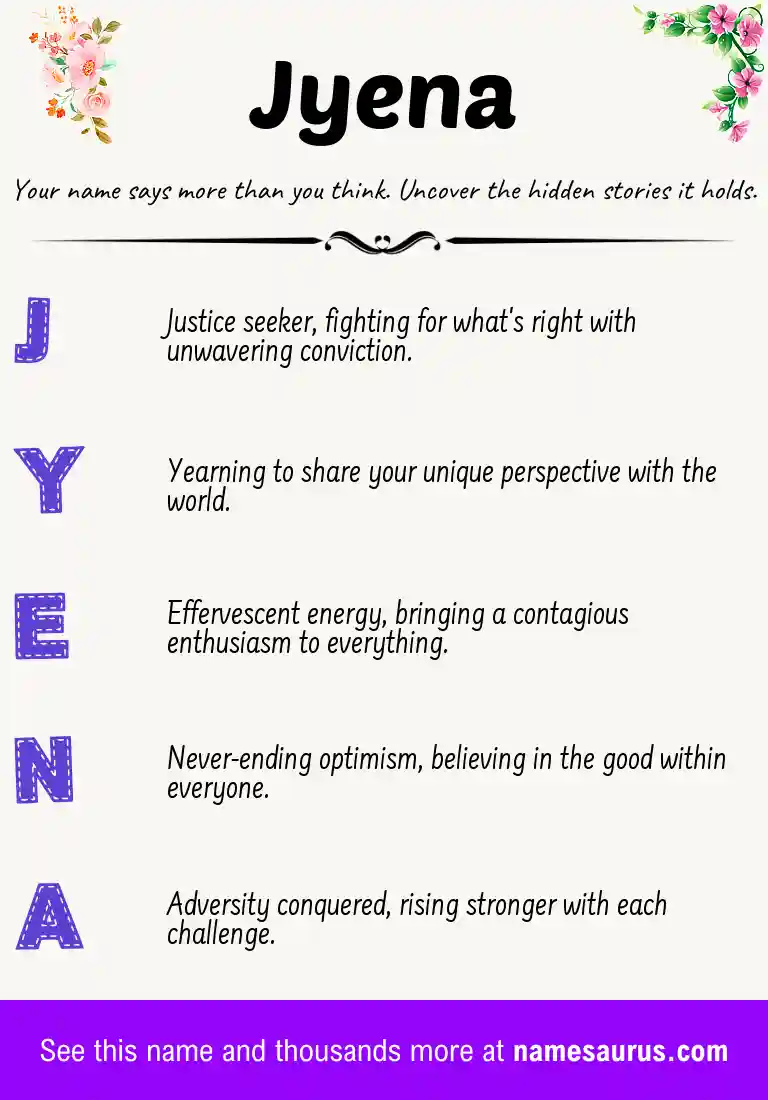 Acrostic poem about Jyena.