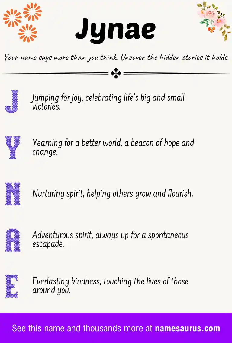 Acrostic poem about Jynae.