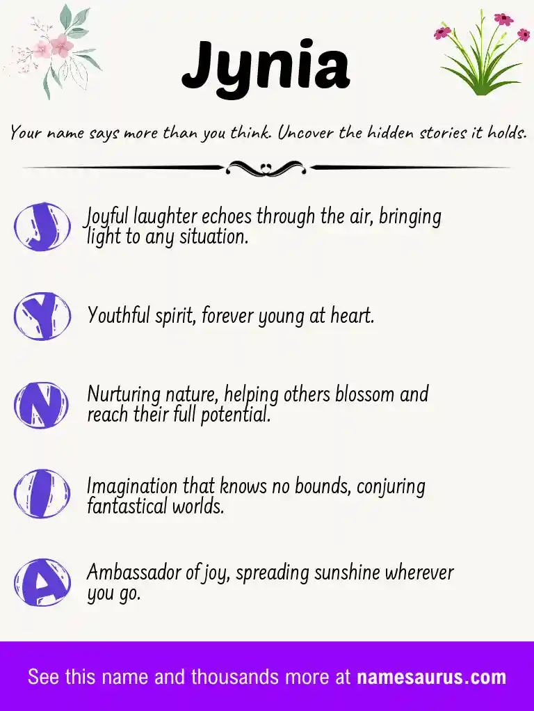 Acrostic poem about Jynia.