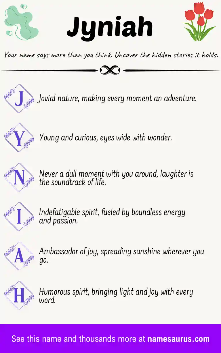 Acrostic poem about Jyniah.