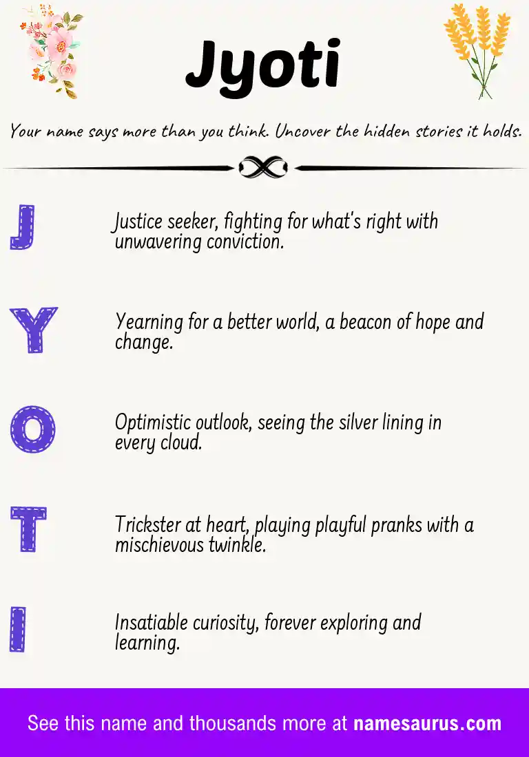 Acrostic poem about Jyoti.