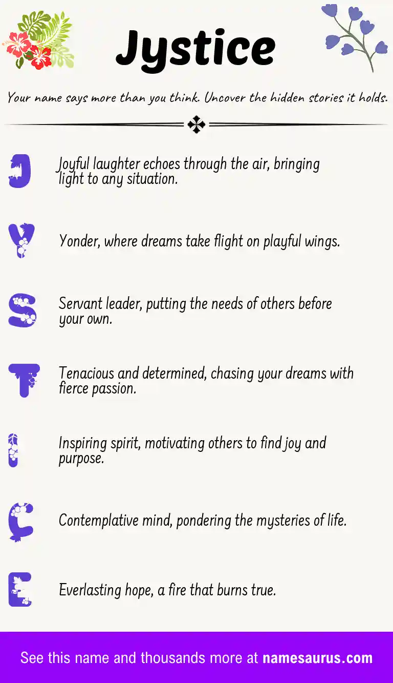 Acrostic poem about Jystice.