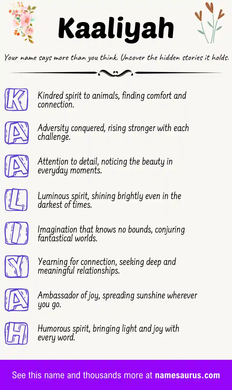 Acrostic poem about Kaaliyah.
