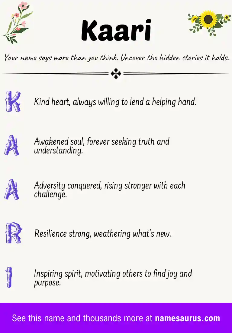 Acrostic poem about Kaari.