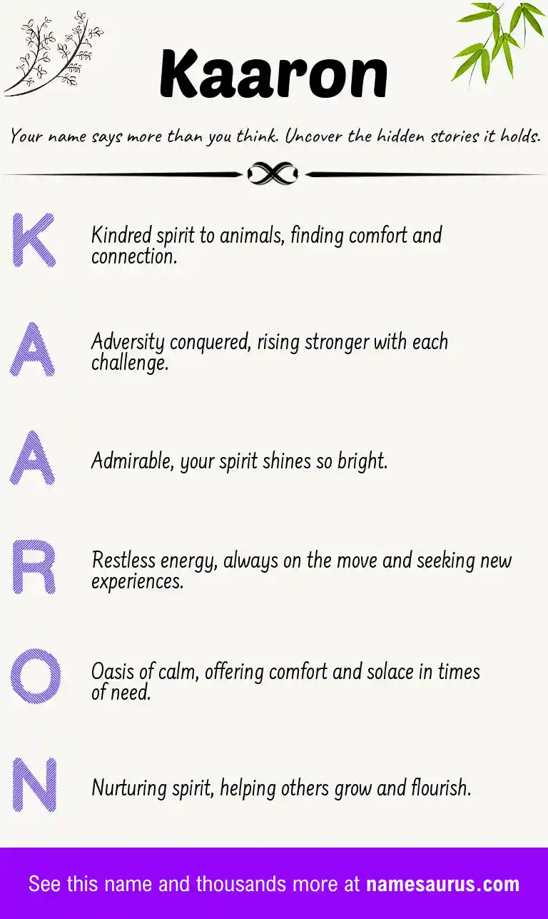 Acrostic poem about Kaaron.