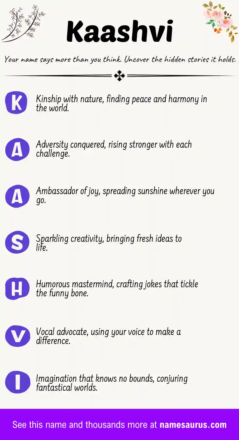Acrostic poem about Kaashvi.