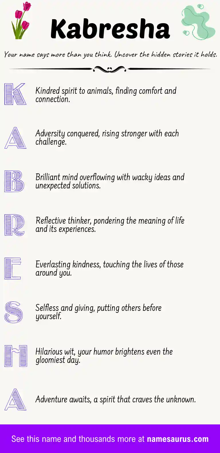 Acrostic poem about Kabresha.