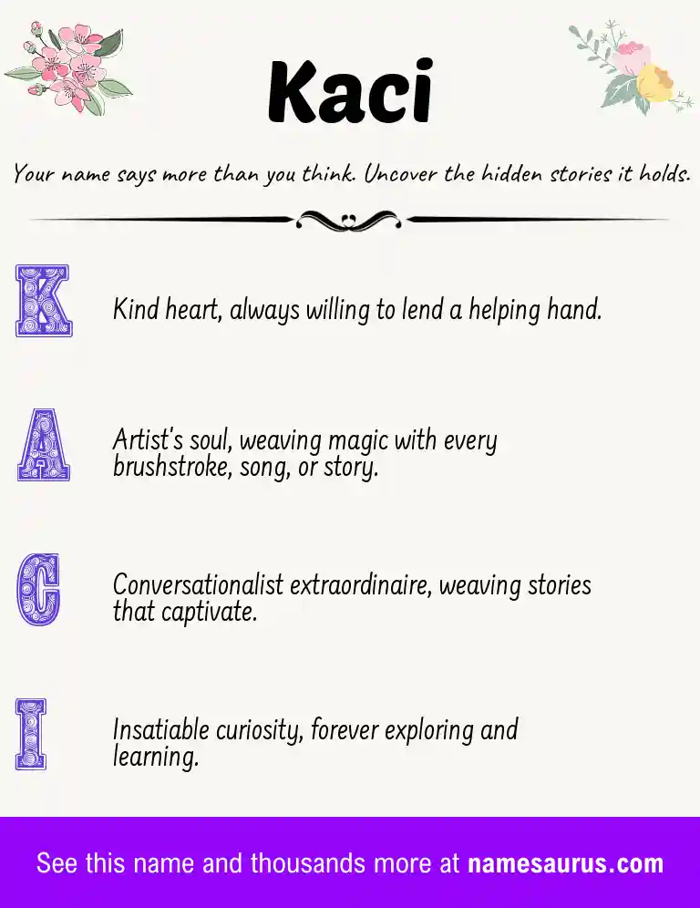 Acrostic poem about Kaci.
