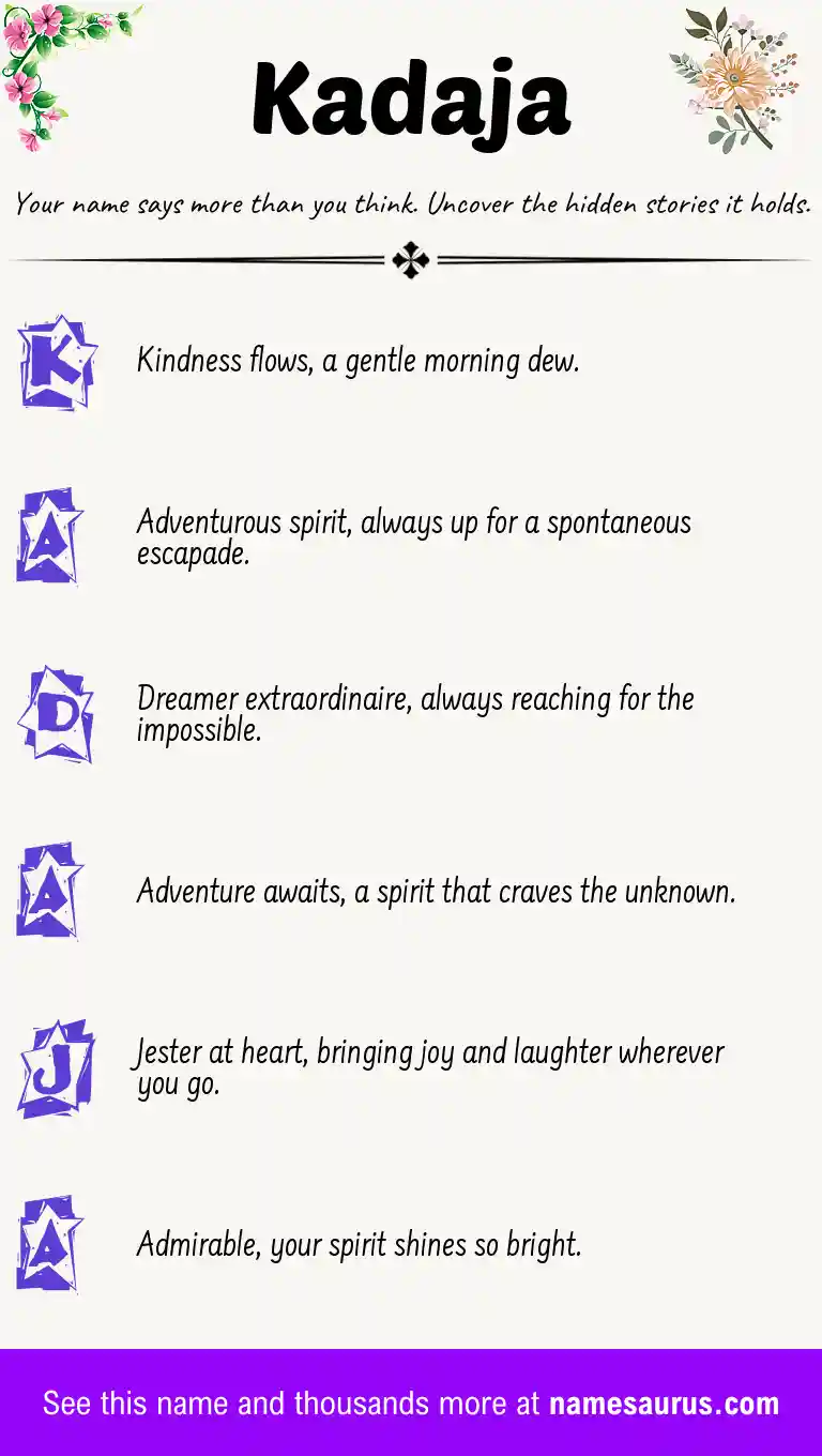 Acrostic poem about Kadaja.
