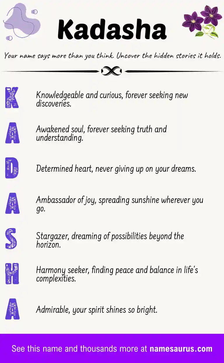 Acrostic poem about Kadasha.